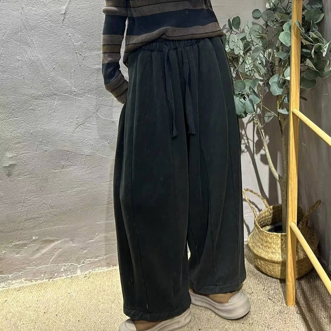 【半奏】秋季新款 抽绳松紧腰做旧裤子腰围最大140臀围156裤长90