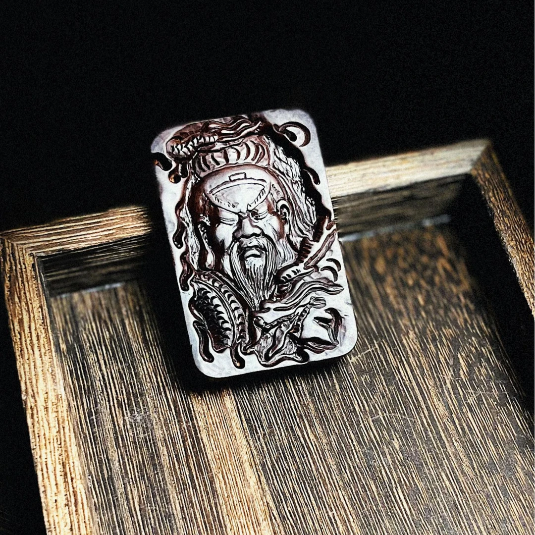 雷击枣木手工雕刻关公吊坠