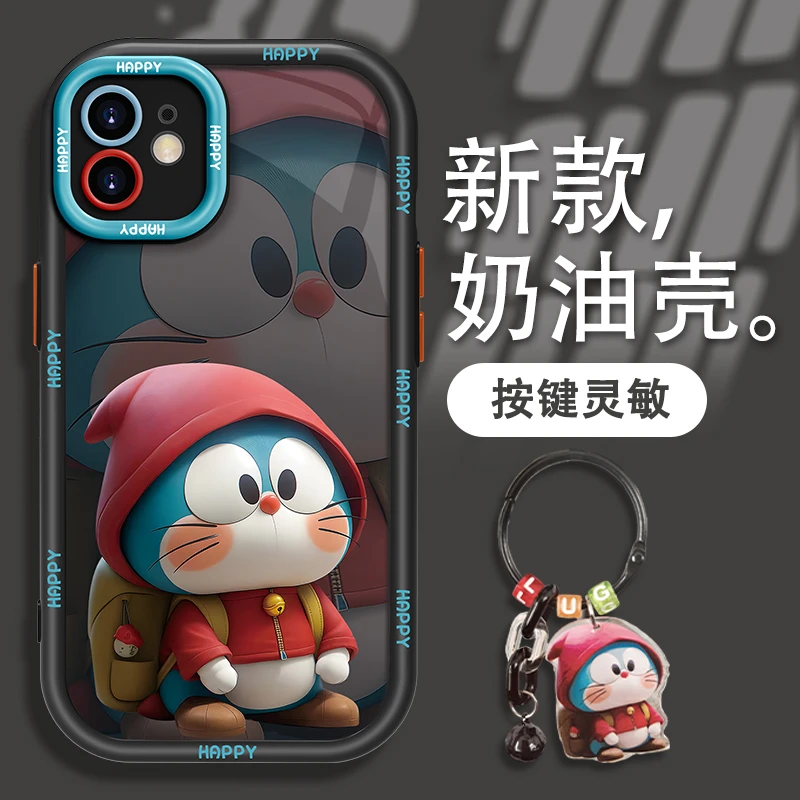 适用于苹果12叮当猫手机壳奶油硅胶全包软壳卡通iPhone12女款防摔