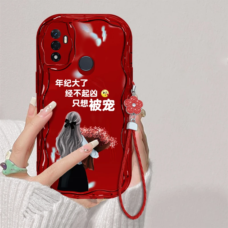 适用于OPPO A32年纪大了手机壳奶油创意硅胶全包防摔红色软壳女款