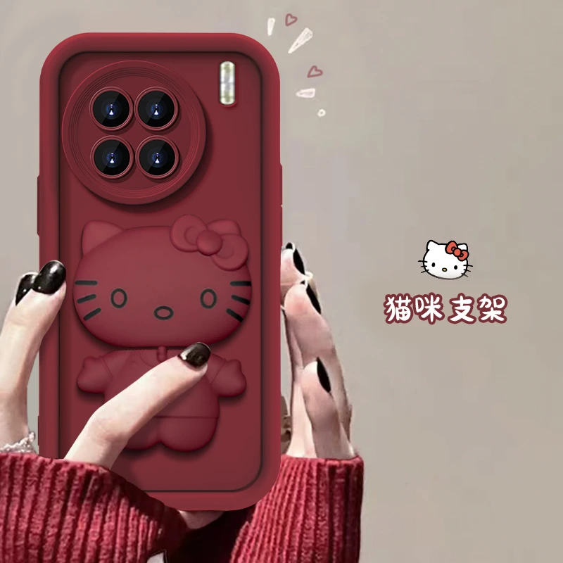 适用于vivo X90猫猫支架手机壳网红爆款全包硅胶可爱防摔女款软壳