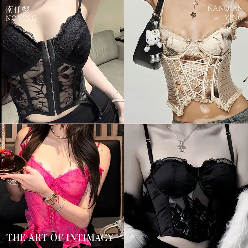 【K总】甜辣妹小背心内衣睡衣提花丝袜蕾丝美背性感镂空小胸小胸