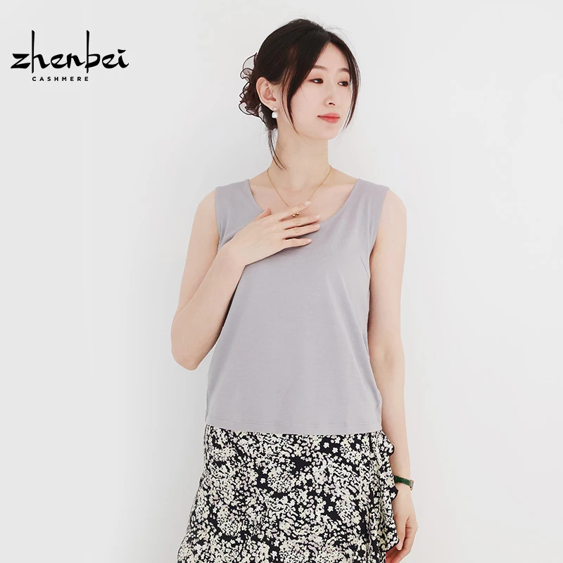 ZB/珍贝春夏新款轻奢风宽松桑蚕丝女背心/45529