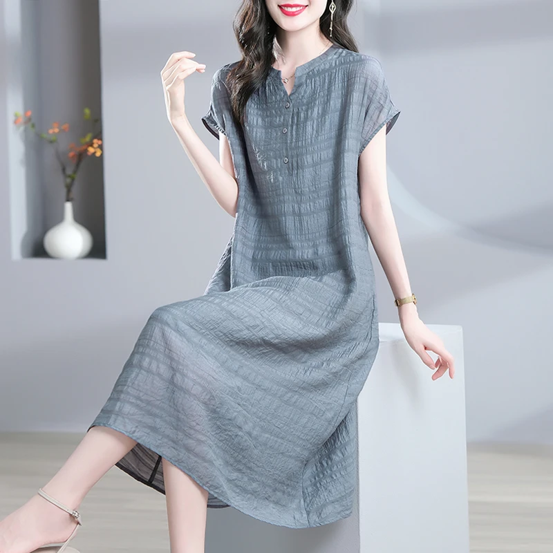 韩穆KA235383奢华贵夫人连衣裙大码女装品牌遮肚子减龄气质女洋气