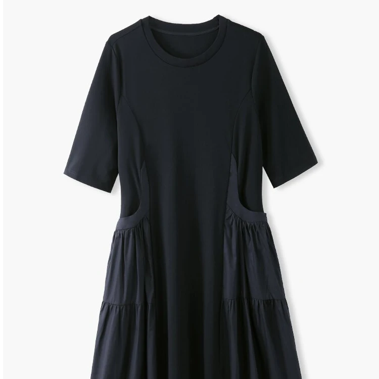 韩穆A221017高端妈妈连衣裙夏季大码时尚显瘦长裙女