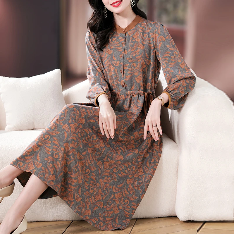 HN&MO/韩穆KA233137贵夫人洋气法式时尚碎花连衣裙2023春季新款裙