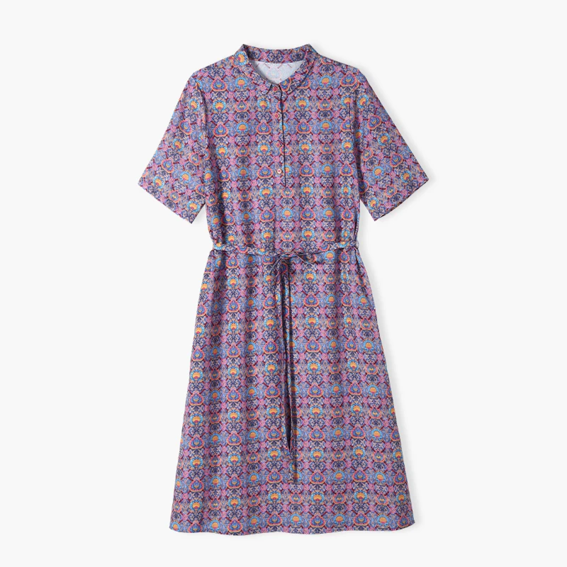 韩穆KA68089夏季新款亚麻梭织碎花女装连衣裙气质洋气减龄长裙子