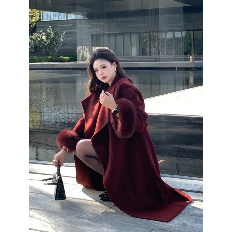 朴萄PUUTAO【秀场大衣】冬季韩版百搭气质翻领大衣P243LS208