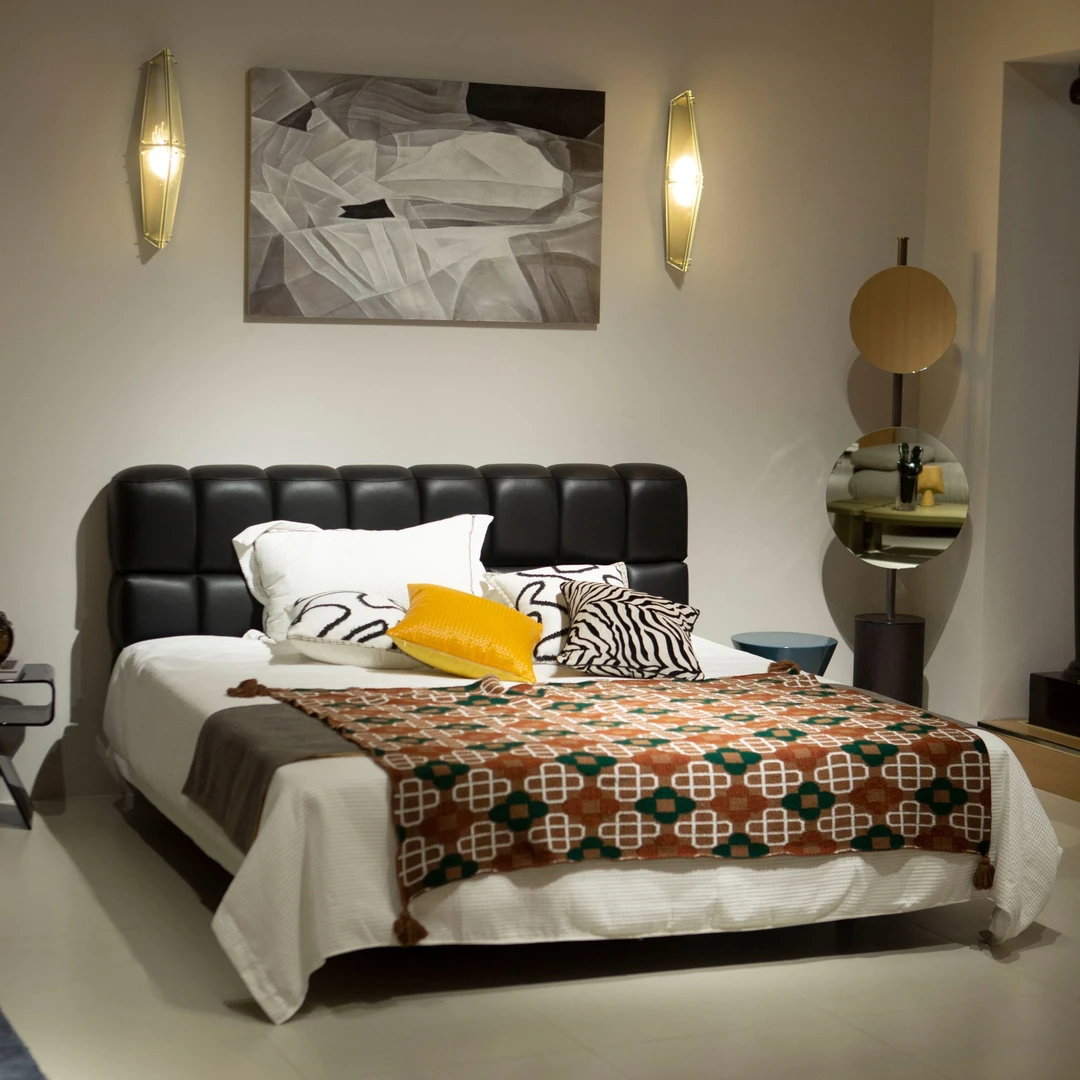 巧克力大床轻奢创意简约极简主卧室成套酒店客厅大气别墅