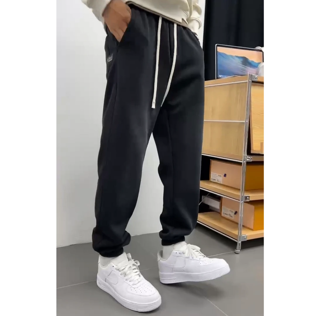 【布布服饰D890】2024秋冬新款男士加绒加厚修身重磅束脚休闲卫裤