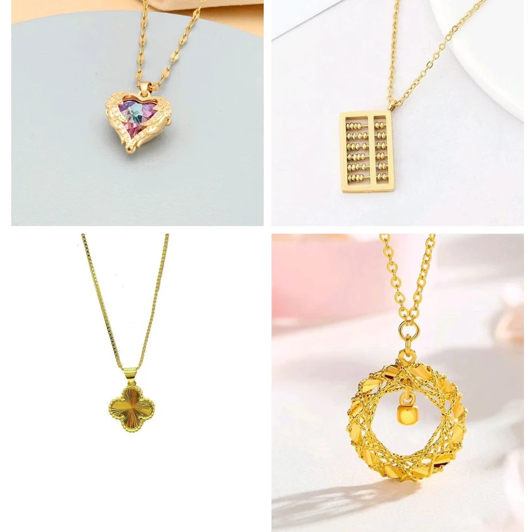 铜合金婚庆饰品 铜合金新款项链时尚简约女款吊7单送饰品盒