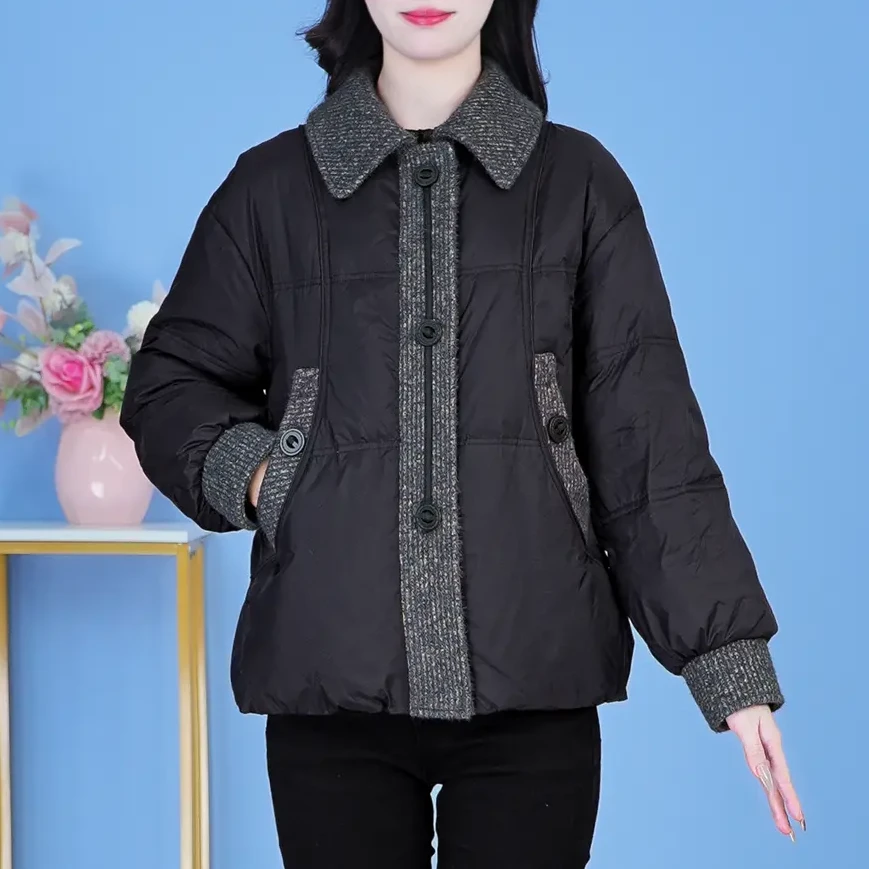 2024年秋冬新款时尚洋气宽松保暖加厚显瘦短款棉服休闲百搭女士