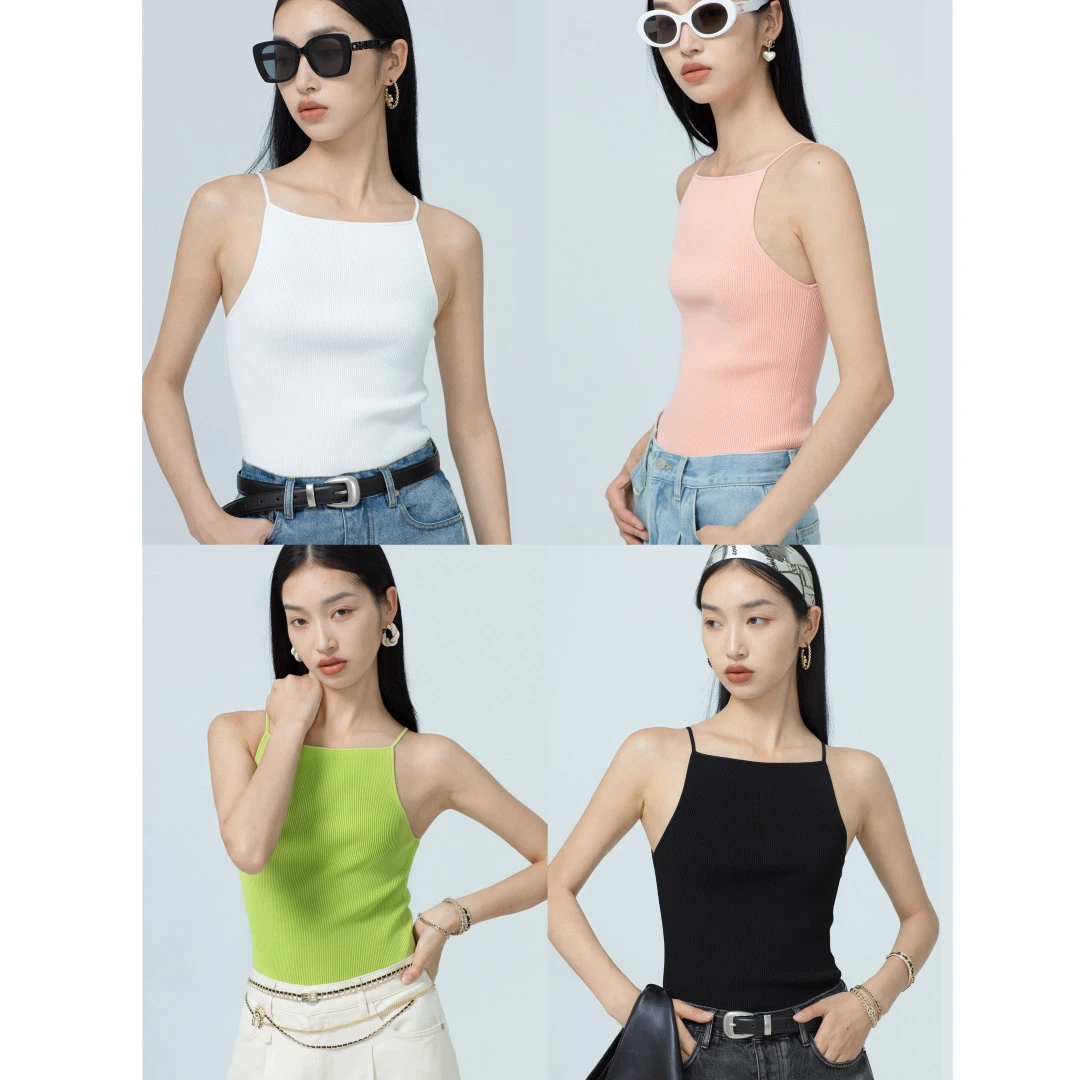 SOULKISS时髦精B入_瞬间沁凉进口纱线可外穿针织吊带打底背心夏女