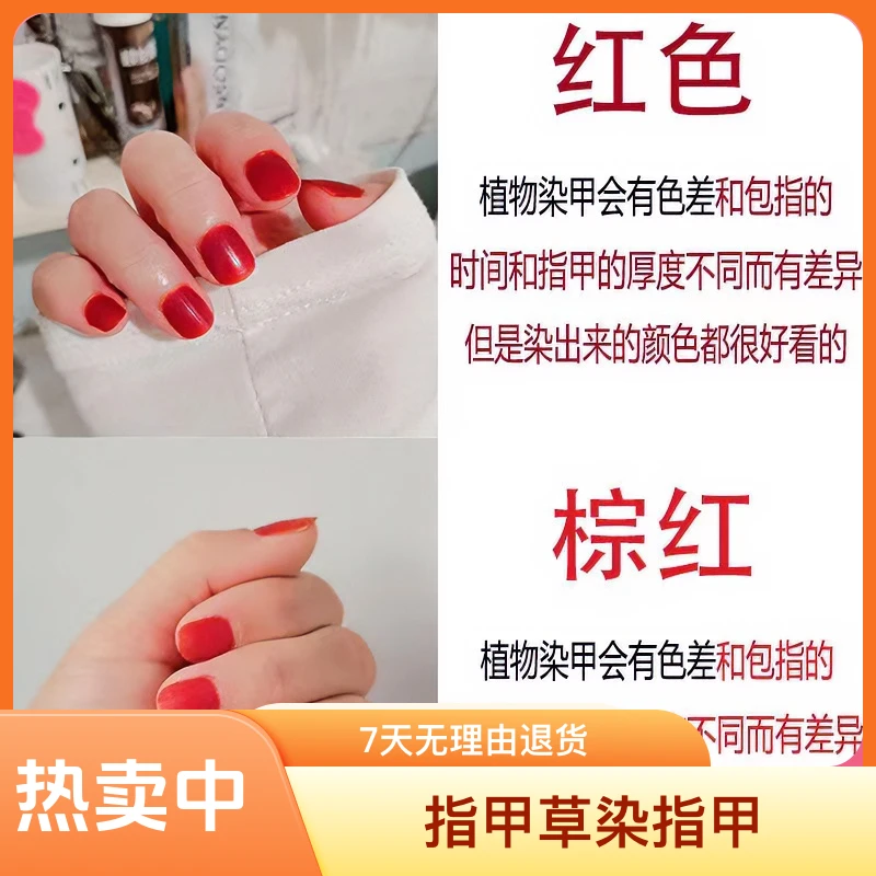 【无工具】美甲指甲草染指甲指甲花粉显白正红凤仙草指甲粉酒红色