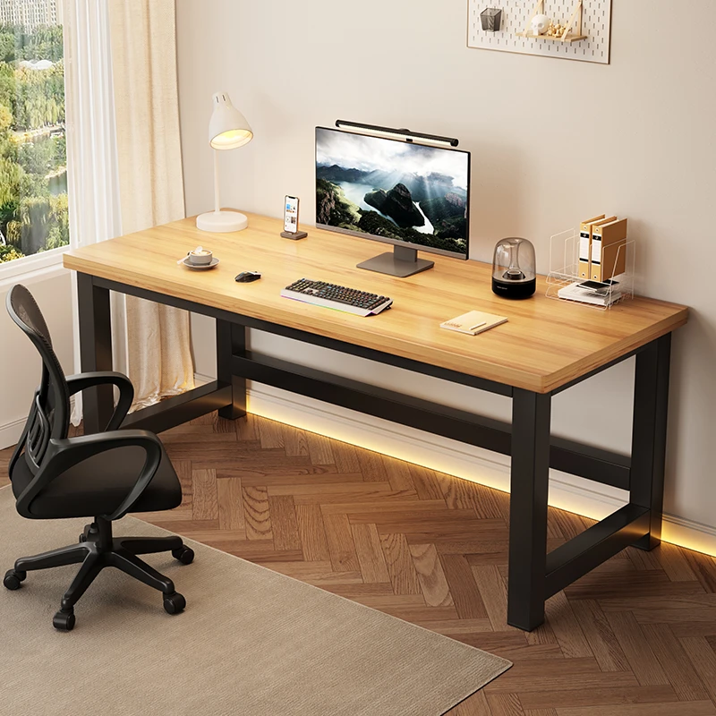 加厚双人办公电脑桌家用简约学生学习写字桌简易台式长条桌子