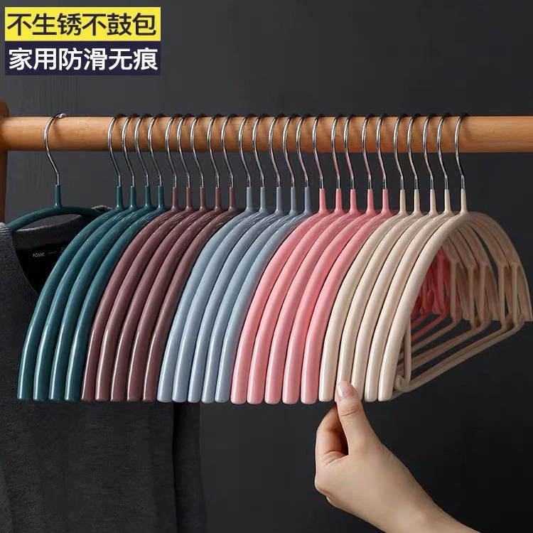 【防鼓包】衣架无痕防滑不锈钢加粗家用弧形纳米浸塑衣挂晾衣撑子