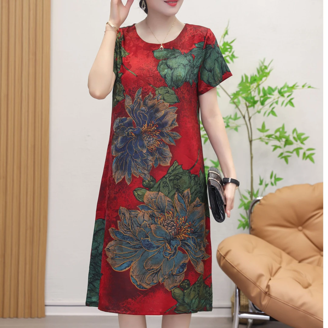 7799夏季炫彩时尚简约百搭宽松休闲显瘦高品质气质减龄连衣裙