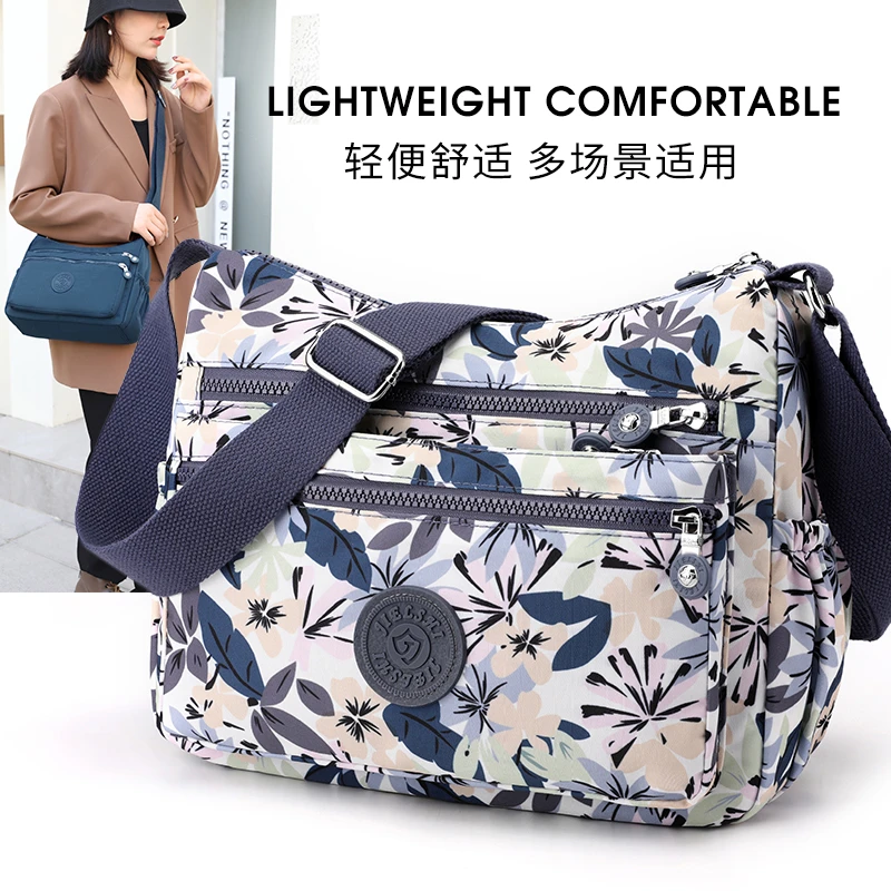 休闲妈妈包2023新款女式斜挎包时尚防泼水单肩布包韩版轻便布包