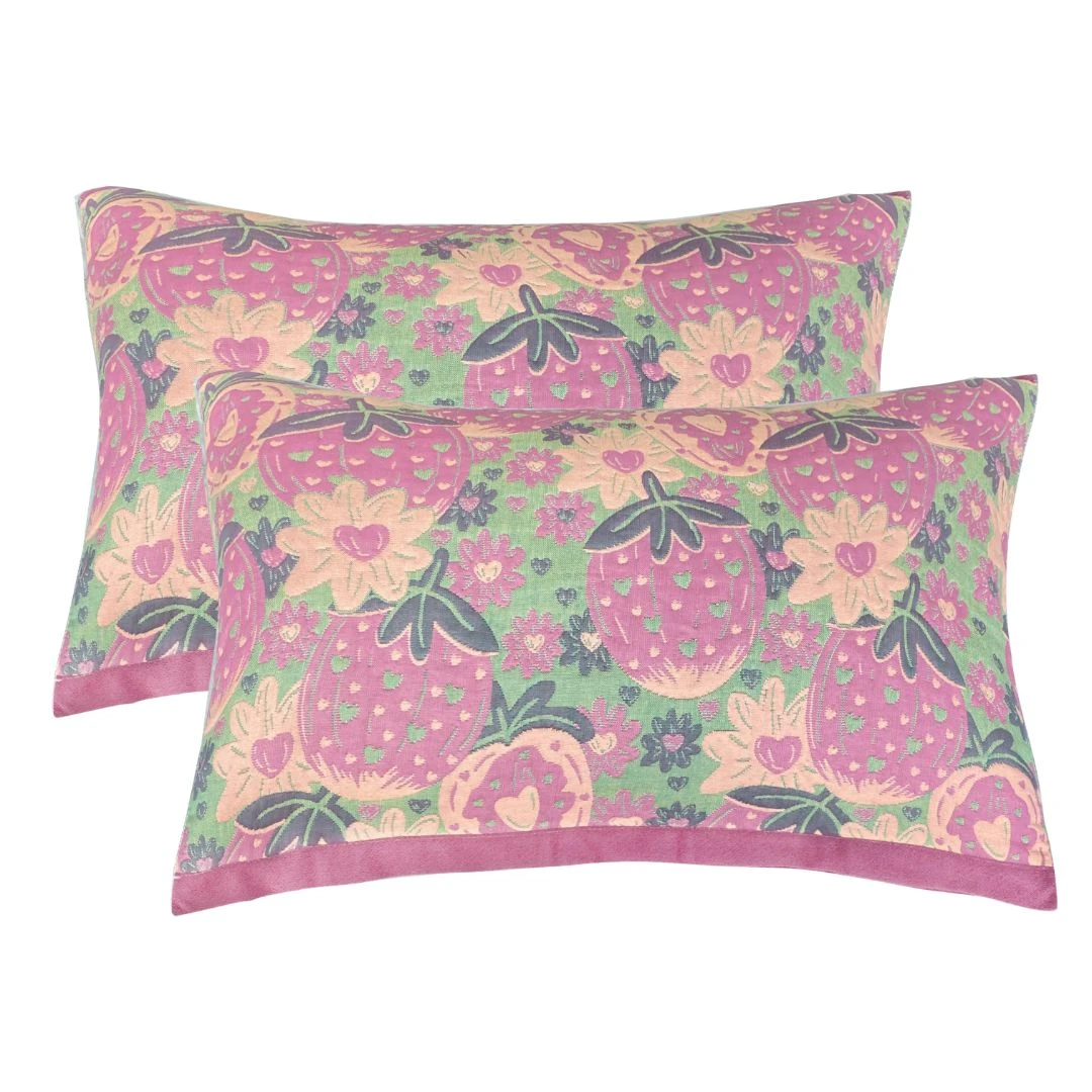 草莓纯棉52*78cm纱布枕巾加厚加大柔软吸汗成人枕头巾防滑透气