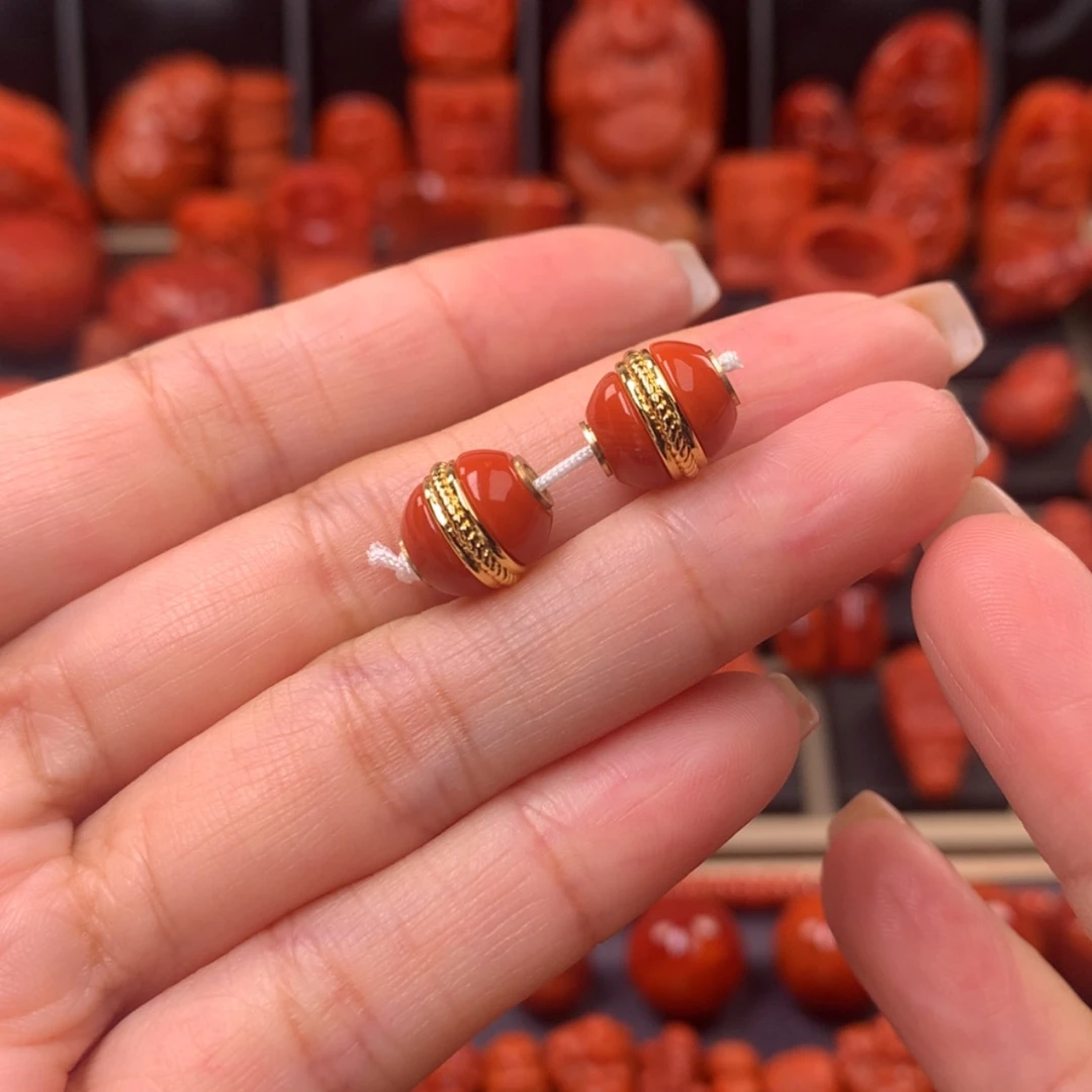 【闪购商品】南红玛瑙汉堡对珠9mm➕未镶嵌