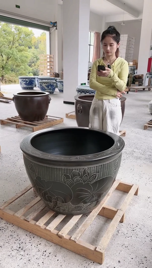 【闪购商品】缸90直径拉丝黑荷  深缸大门海