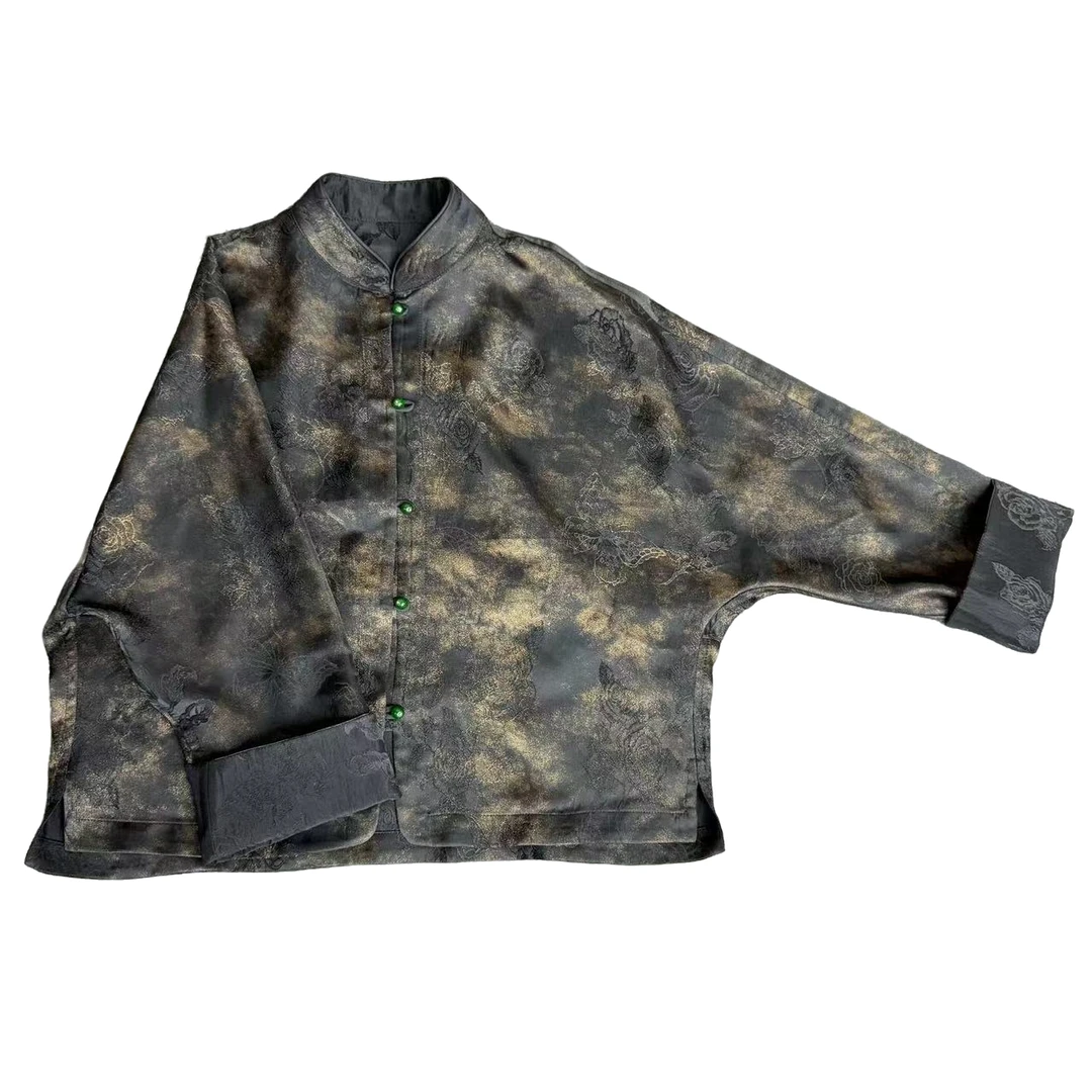 【不退差价瞩目天际*古法鎏金缎外套】新中式时尚百搭外套上衣