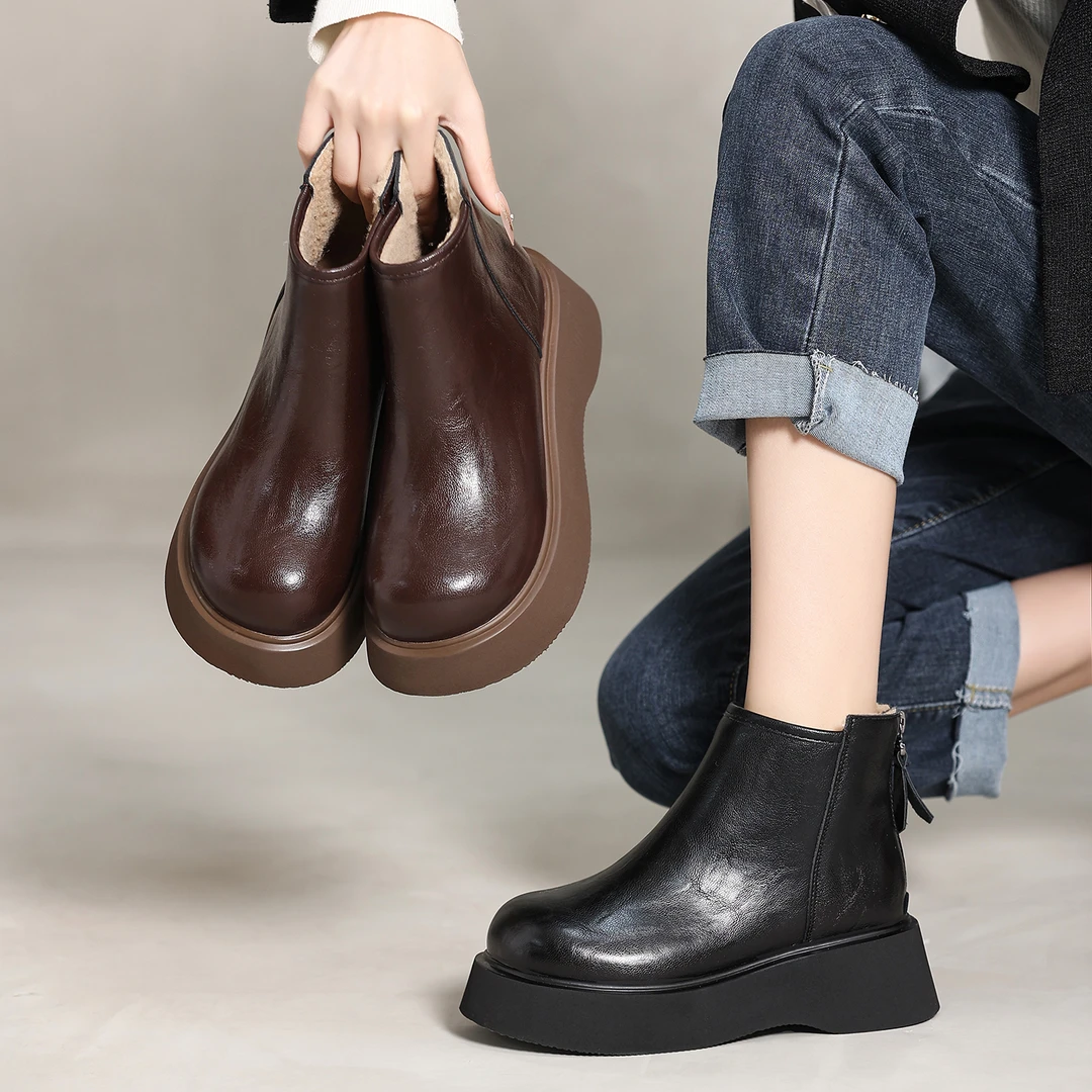 【Ciafoce纤芙森】时尚百搭气质软面外穿博肯鞋休闲加绒冬女鞋