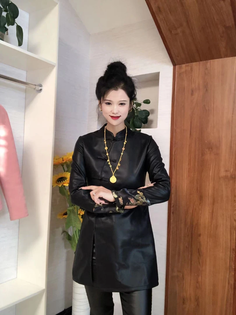 1204N新中式国风长袖拼接上衣