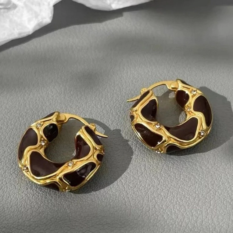 铜合金耳饰 《货号6093》珐琅滴油耳圈