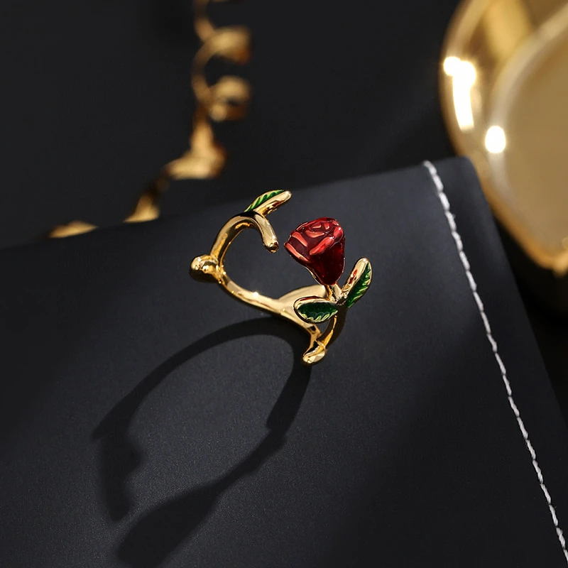 铜合金戒指 《货号6880》精美优雅玫瑰花戒指