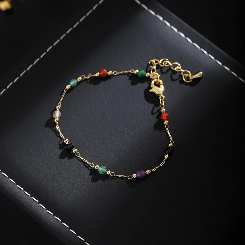 铜合金手链 《货号7400-》小众复古时尚精致彩色手链