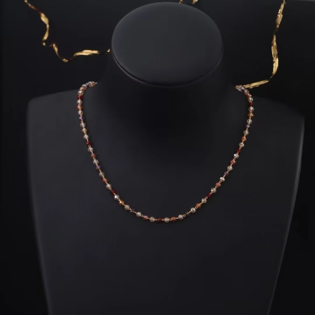 铜合金项链 《货号8265》红咖紫三色项链