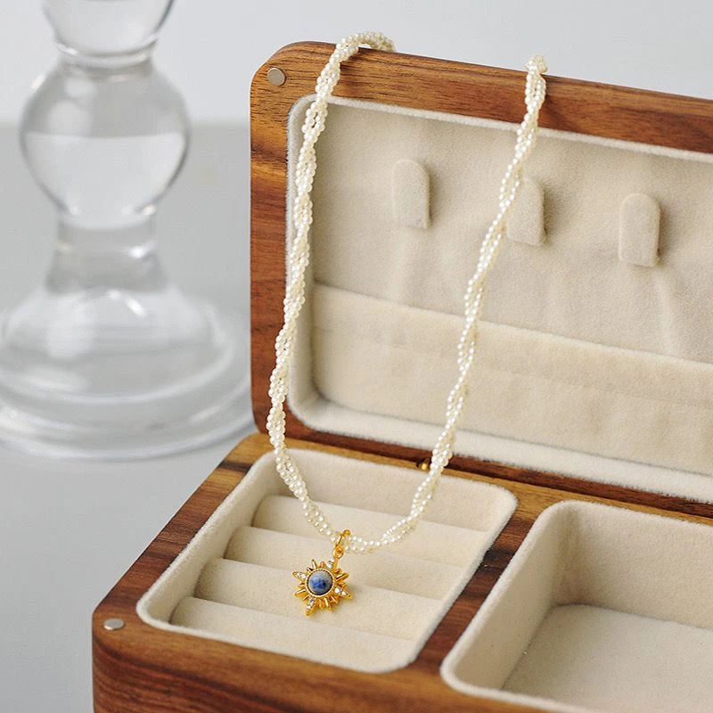 铜合金吊坠 《货号7860》双股缠绕小米珠星芒吊坠项链