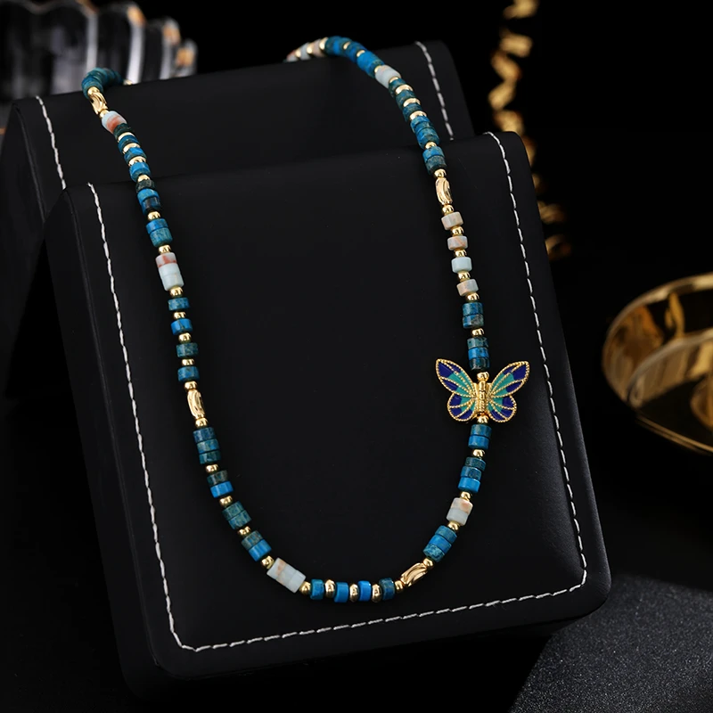 铜合金项链 《货号7682》新中式复古串珠高级感蝴蝶项链