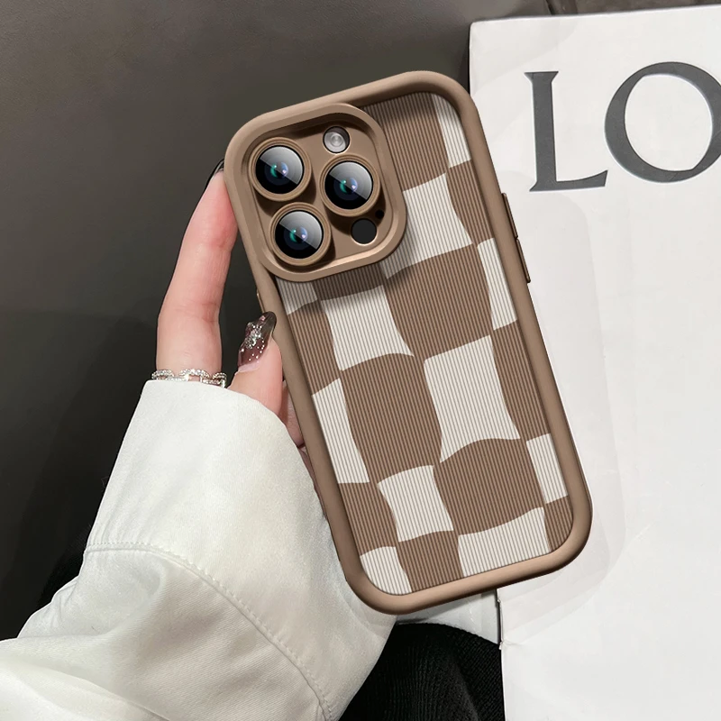 秋冬款格子适用苹果15/华为/OPPOVIVO/小米/荣耀手机壳高颜值
