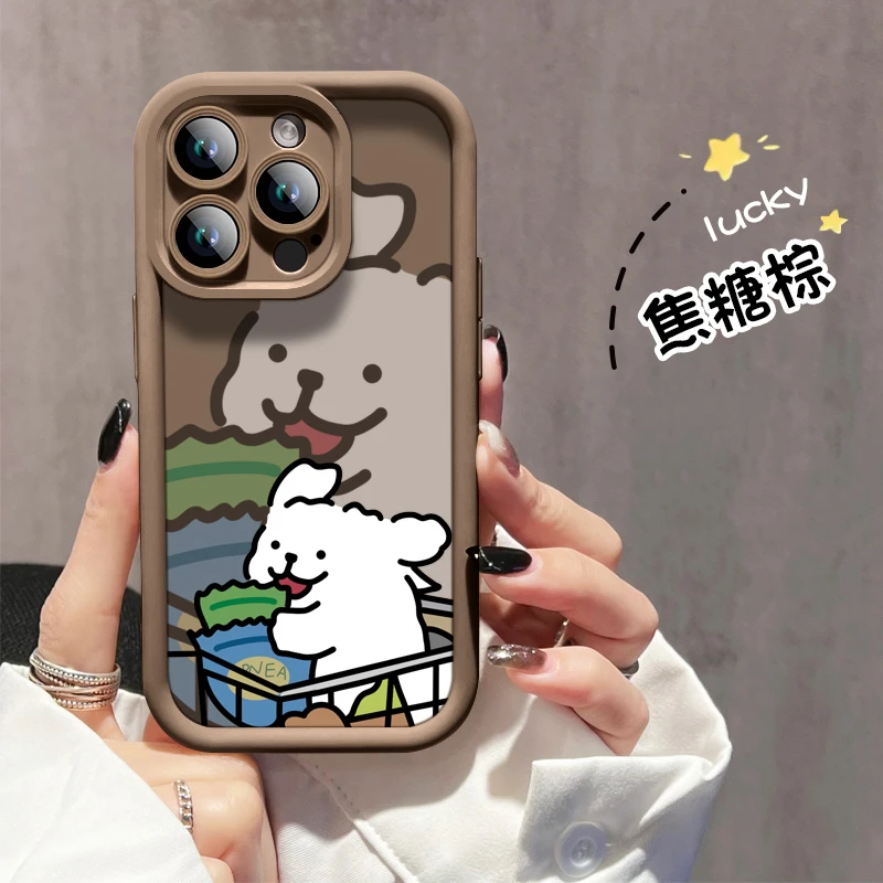 坐车白狗适用苹果15手机壳iPhone14pro防摔13pro/12时尚11潮软壳