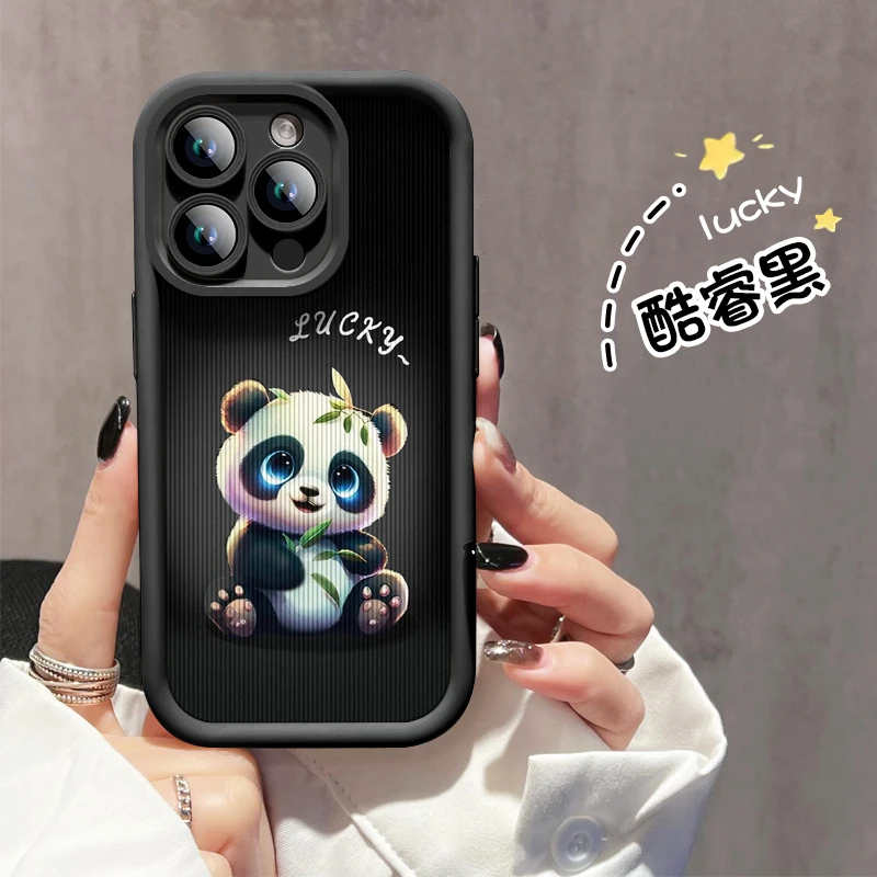 竹叶熊猫适用苹果15手机壳iPhone14pro防摔13pro/12时尚11潮软壳
