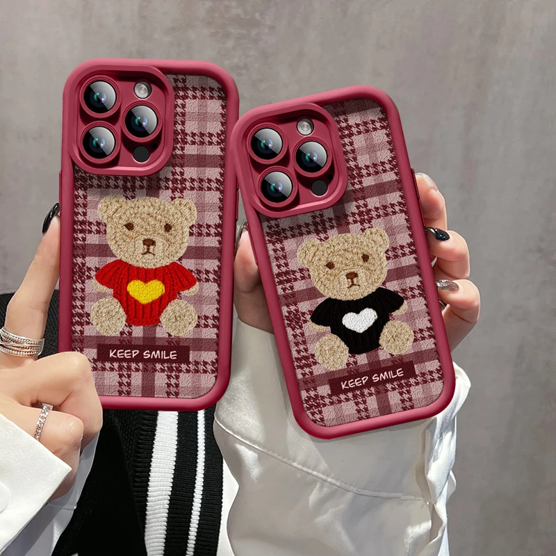 秋冬款红小熊适用苹果15手机壳iPhone14pro防摔13pro/12时尚11软