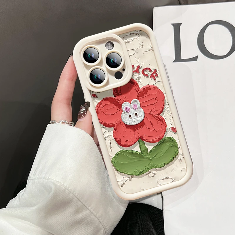 油画花朵适用苹果15手机壳iPhone14pro防摔13pro/12时尚11潮软壳