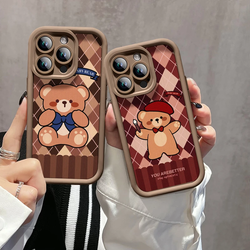 秋冬卡通小熊适用苹果/华为/OPPO/VIVO/小米/荣耀/手机壳