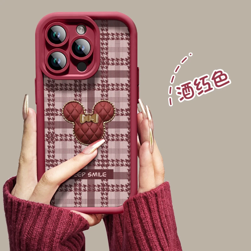 秋冬款英文米奇适用苹果15手机壳iPhone14pro防摔13pro/12/11潮软