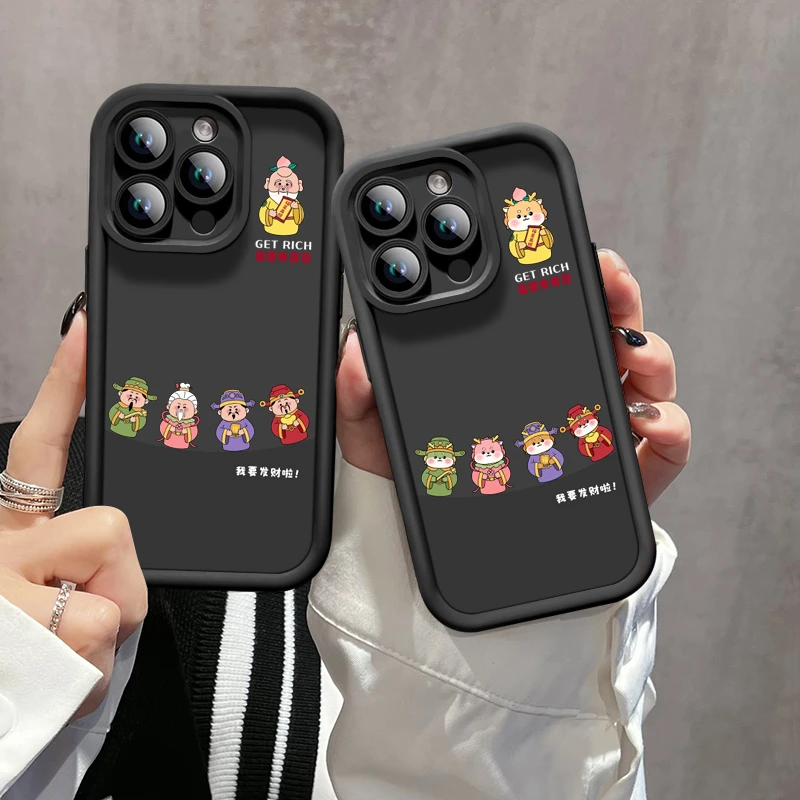 新款横排财神黑适用苹果/华为/OPPO/VIVO/小米/荣耀/手机壳硅胶软