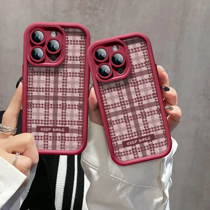 秋冬款千鸟格适用苹果15手机壳iPhone14pro防摔13pro/12时尚11软