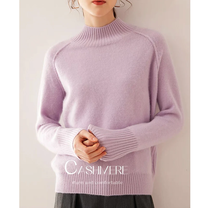 衣橱常青款~山羊绒针织衫女半高领时尚通勤打底衫女