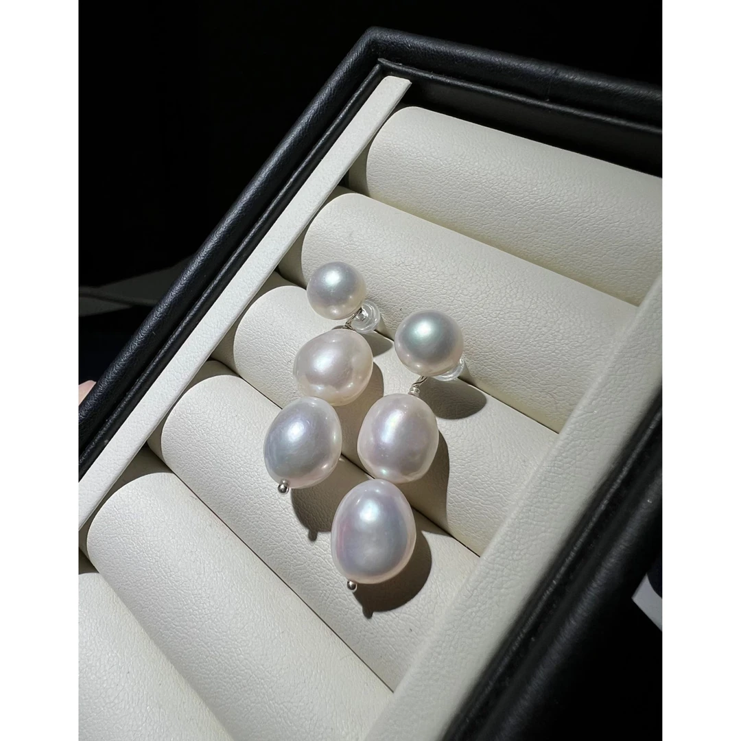 天然淡水珍珠耳钉高级感轻奢气质耳坠百搭复古法式耳环真珍珠耳饰