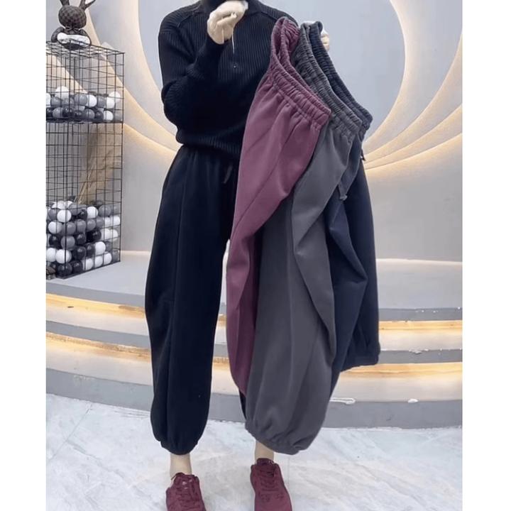 2024年秋季新款女休闲百搭遮胯高腰弯刀束脚卫裤大码显瘦九分裤子