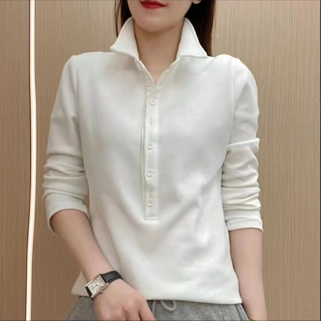 8826衬衣女2024春秋新款时尚洋气设计感polo领套头长袖T恤打底衫