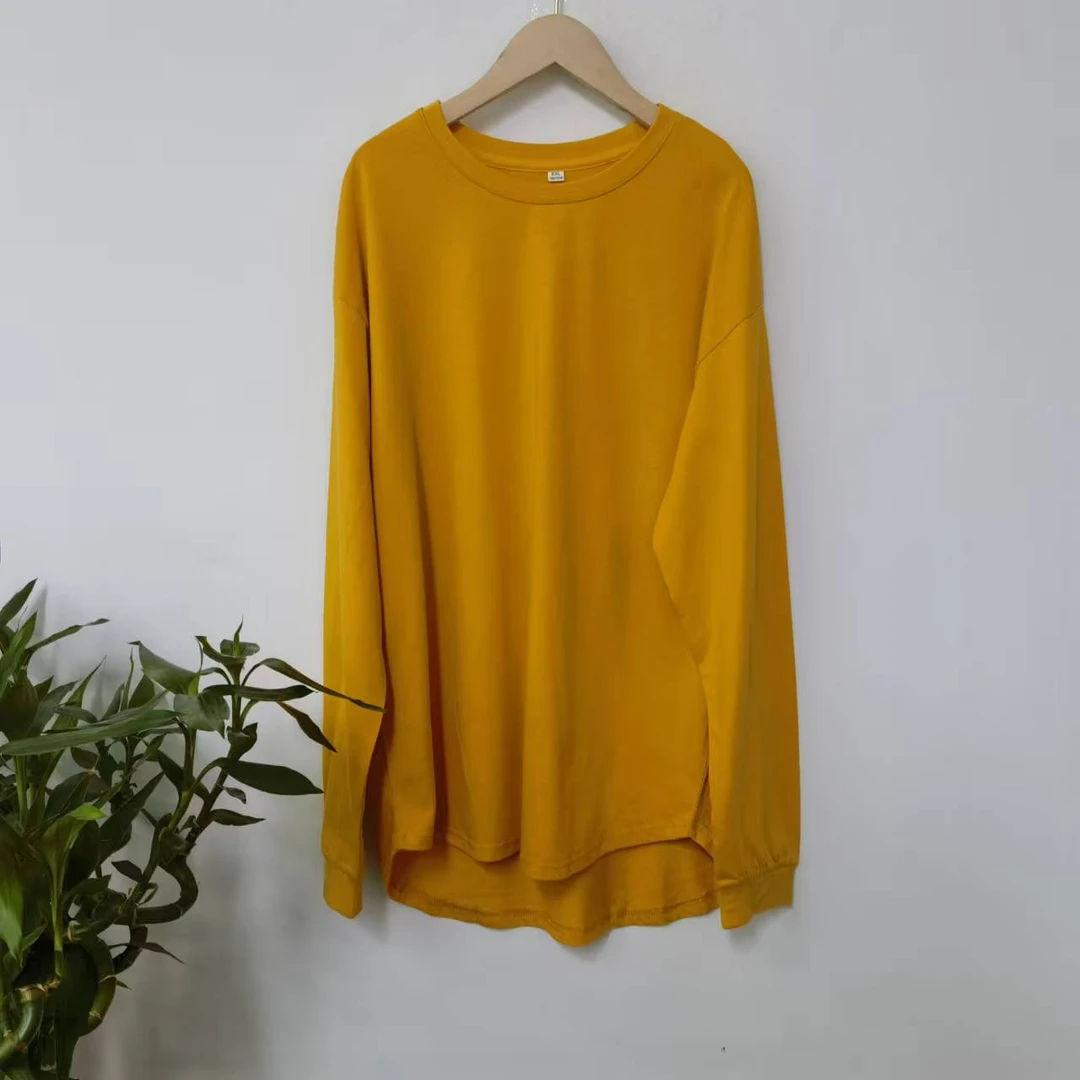 7793纯色圆领打底男女同款衫休闲百搭潮流T恤长袖内搭简约时尚