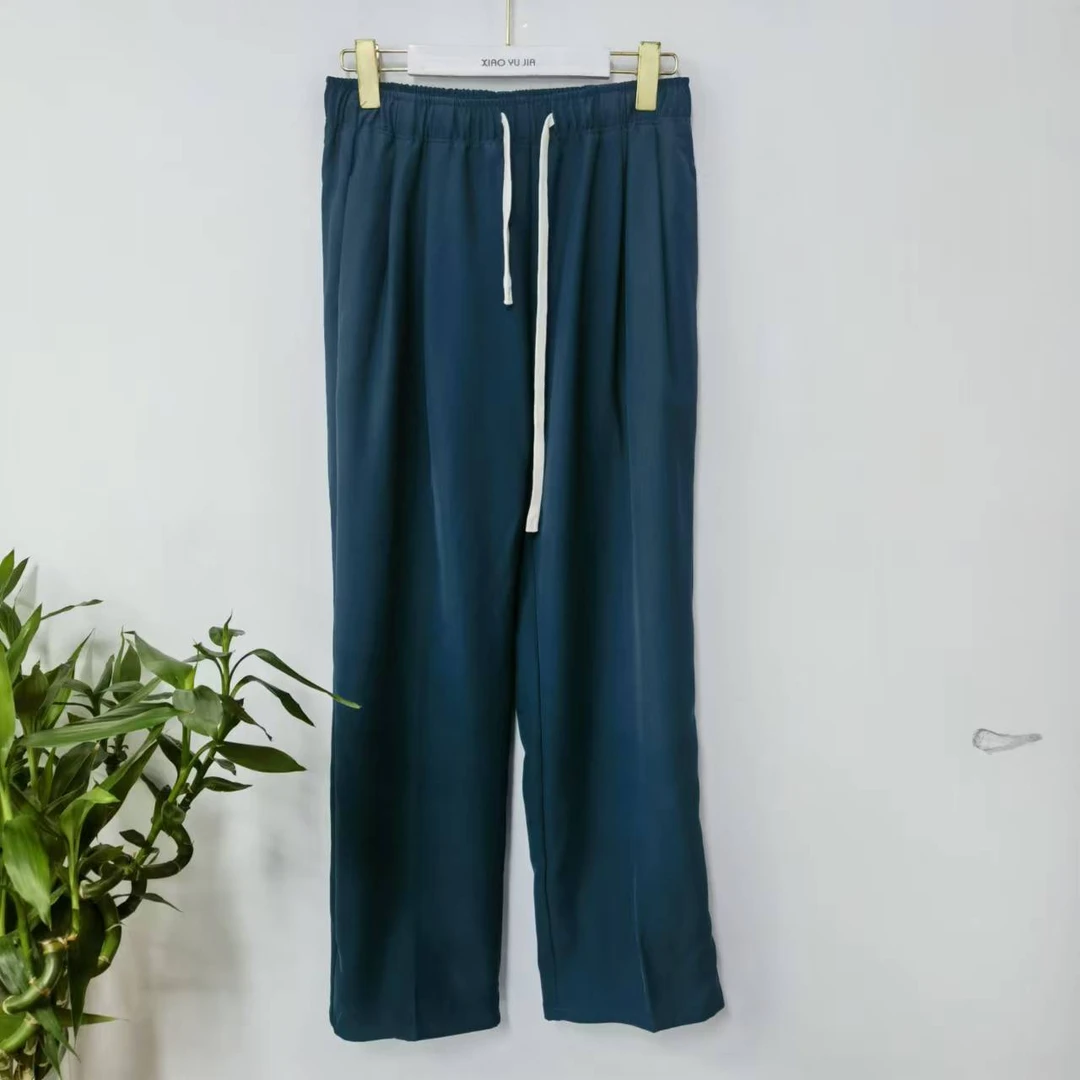 7795抽绳凉凉裤直筒阔腿长裤显瘦垂感遮胯高腰休闲时尚