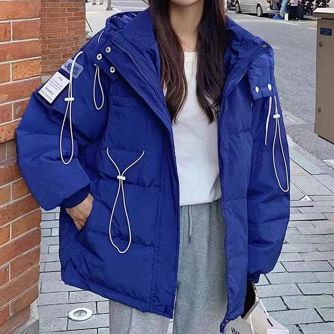 3601潮牌羽绒服女冬季2024年加厚时尚洋气高级设计感外套克莱因蓝